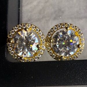 Gold Sterling Silver Moissanite Diamond Earrings